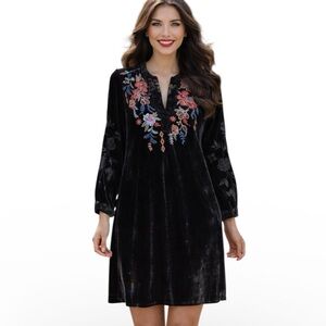 Johnny Was  Heavily Embroidered Denali Velvet Relaxed Trapunto tunic/dress NWT